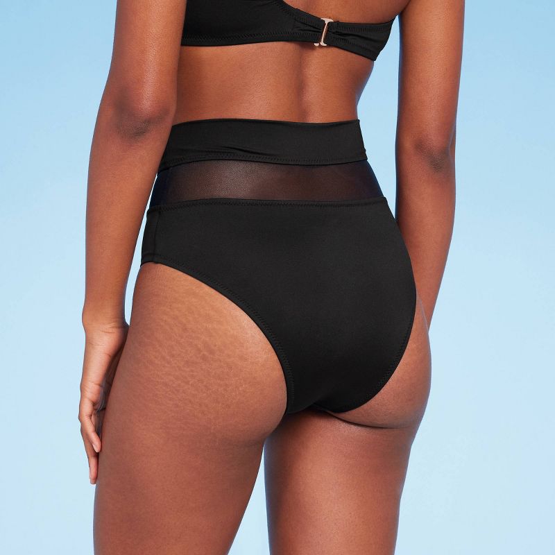Women's Mesh High Waist Bikini Bottom - Shade & Shore™ Black, 3 of 7