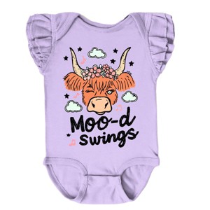 The Juniper Shop Mood Swings Cow Flutter Sleeve Bodysuit - 1 of 4