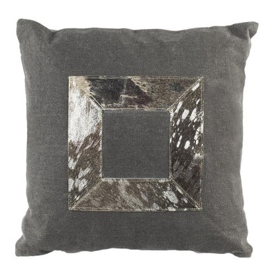Grayer Metallic Silver and Gray Cowhide 20" Pillow