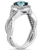 Pompeii3 3/4ct Pave Halo Blue Diamond Engagement Ring 14K White Gold - 3 of 4