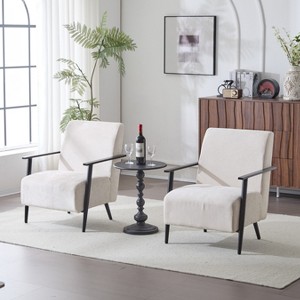 KTMBDW Mid-Century Accent Chairs, Modern Upholstered Living Room Chair with Cozy Cushion and Metal Legs for Bedroom, Office, Cafe - 1 of 4