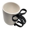 National Brand One Design Home 16 oz White Mug with Black Figural Bow Handle - 3 of 4