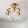 Possini Euro Design Bellis Modern Industrial Ceiling Light Semi Flush Mount Fixture 14 1/2" Wide Plated Soft Gold 3-Light Clear Glass for Bedroom Home - 2 of 4