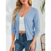 Coolmee Women's Cropped Cardigan 3/4 Sleeve Lightweight Crochet Shrug Hollowed Out Knit Sweater Tops - 2 of 4