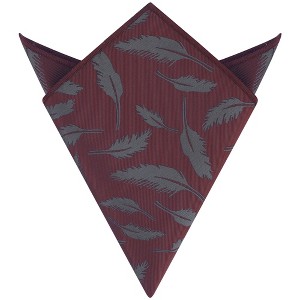 INSPIRE CHIC Men's Feather Pattern Pocket Square with Embroidered Edge - 1 of 4