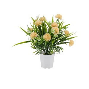 Unique Bargains Artificial Plants Carnation Flower Pot Plastic 3.74"x3.74"x12.6" 1 Pc - 1 of 4
