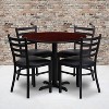 Emma and Oliver 36RD Mahogany Table Set-X-Base & 4 Ladder Back Chairs,Black Seat - 2 of 2