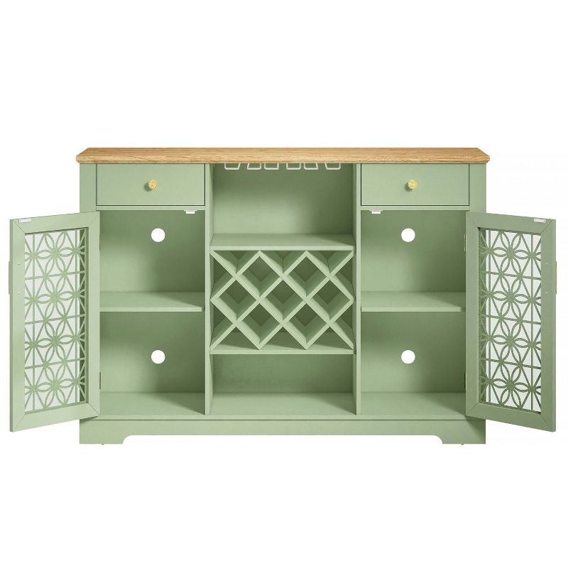 56&#34; Wood Buffet Bar Cabinet with Wine Rack Green - Home Essentials, 5 of 10