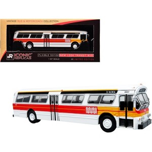 Flxible 53102 New Look Transit Bus "San Francisco MUNI" White with Red & Yellow 1/87 (HO) Scale Diecast Model by Iconic Replicas - 1 of 4