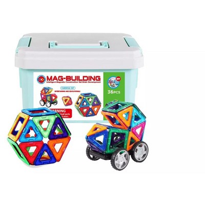 Link Kids Magnetic Building Blocks Tile Set with Storage Case 36 Piece Set STEM Great Educational Toy
