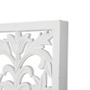 Olivia & May 42"x14" Wood Floral Carved Panel Wall Decor with Scroll Details White: Vertical Botanical Art, Fir Craftsmanship - 3 of 4