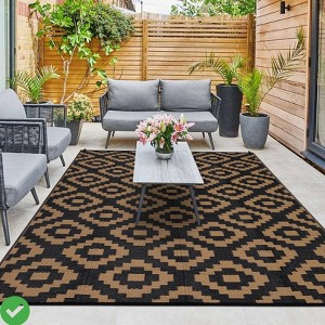 9x18 Plastic Straw Rug Outdoor Rugs for Patio Waterproof Reversible Mat Modern Bordered Camping Rug - 1 of 4