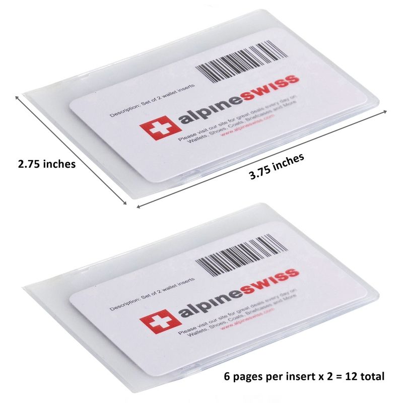 Alpine Swiss Set of 2 Wallet Inserts 6 Pages Credit Card Holder Picture Windows, 2 of 6