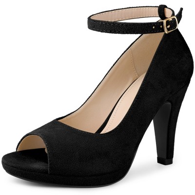 Round Toe Black Patent Leather Platform Chunky High Heel Ankle Boots