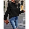 Women's Ruffle Long Sleeve Sweaters Mock Neck Lightweight Sweater Fall Trendy Pullover Tops Dressy Casual Blouse - 2 of 4