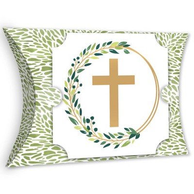 Big Dot of Happiness Elegant Cross - Favor Gift Boxes - Religious Party Large Pillow Boxes - Set of 12