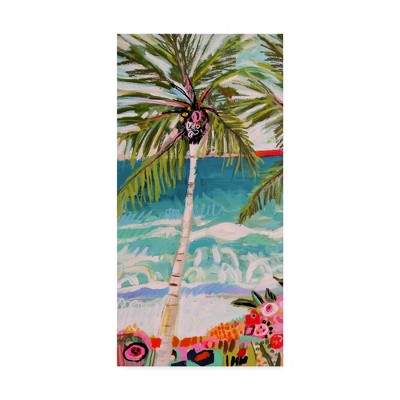Colorful Coastal Palm Tree Canvas Art in Wooden Frame, 47'' x 24''