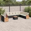 vidaXL 11 Piece Patio Sofa Set with Cushions Black Poly Rattan - Black and Cream With Table - 2 of 4