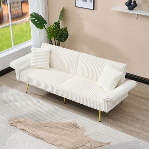 MYINDA 79-Inch Corduroy Sofa Bed, Convertible Double Sofa Bed with Folding Armrests for Living Room and Tight Spaces - 1 of 4