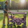 Wagon Stroller for 2 Kids, Push-Pull Collapsible Quad Stroller with Canopy, Adjustable Handle & Brake Wheels - 2 of 4