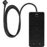 Philips 10-Outlet Surge 6' Braided cord 2880J 2 USB-A - 2.4A Adapter-Spaced - Black