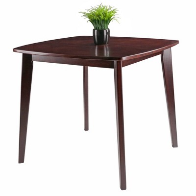 Transitional Square Walnut Dining Table with Tapered Legs