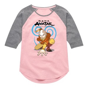 Girls' - Avatar: The Last Airbender - Aang Swirl Shirt Tail Raglan Graphic T-shirt - 1 of 4