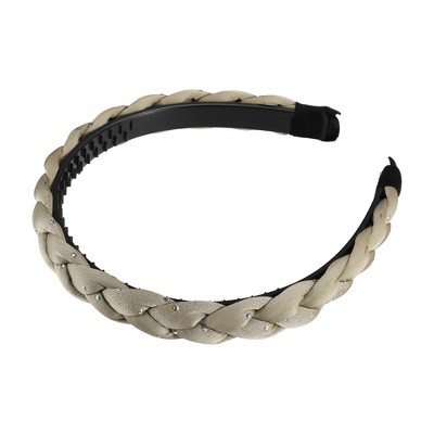 Unique Bargains Women's Thick Braided Knotted Non-slip Fashion Elastic Solid Color Headband 1 Pc
