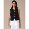INSPIRE CHIC Women's Round Neck Sleeveless Floral Button Business Casual Suit Vest - 3 of 4