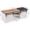 Acekool 2-Tier Entryway Shoe Bench with Cushion, Sliding Door & Adjustable Shelf, Large Storage Organizer for Narrow Spaces, White - 2 of 4