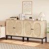 Rattan Buffet Storage Cabinet, Sideboard Cabinet with Adjustable Shelves, Accent Wooden Small Cabinet with 2-Tier Storage - 2 of 4