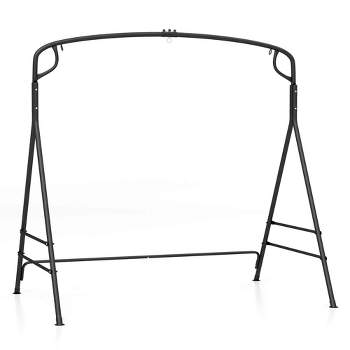 Costway Outdoor Metal Swing Frame Sturdy A-Shaped Porch Swing Stand with Extra Side Bars