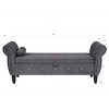 63" Velvet End Of Bed Storage Bench King Size,Rolled Armstorage Ottoman Bench,Crystal Button Tufted Ottoman For Living Room-Cuddlewood - 4 of 4