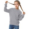 Girls Long Sleeve Cable Knit Sweater Crewneck Pullover Sweaters Kids Chunky Cute Fall Jumper Tops - 2 of 3