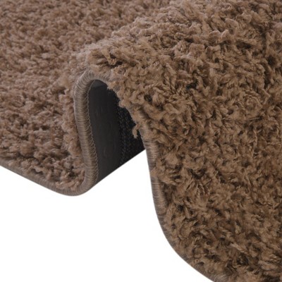 Luxurious Brown Synthetic Shag Runner Rug