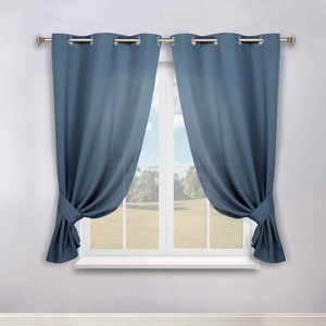 Classic Modern Solid Room Darkening Semi-Blackout Curtains, Grommets, Set of 2 by Blue Nile Mills - 1 of 4