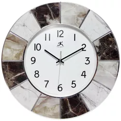 16" Marble Look Wall Clock Silver - Infinity Instruments