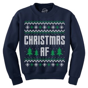 Christmas AF Crewneck Funny Festive Holiday Party Ugly Xmas Sweater Sweatshirt - Crazy Dog Crew Neck Sweatshirt - 1 of 4