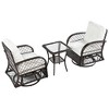 Cesicia 3-piece Outdoor Chair Set with Soft Cushions, Rattan Seating Group with Swiveling Chairs and Tea Table for Garden, Patio, or Balcony - 3 of 4