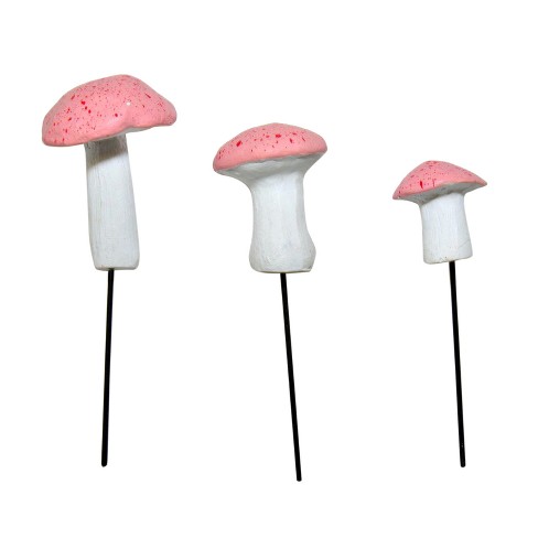 Red Curl Top Mushrooms Set of 3 Fairy Garden Mini 