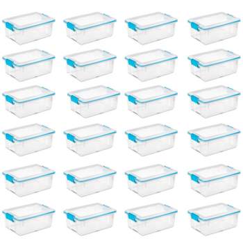 Sterilite 54 Qt Gasket Box, Stackable Storage Bin With Latching Lid And Tight  Seal Plastic Container To Organize Basement, Clear Base And Lid, 16-pack :  Target