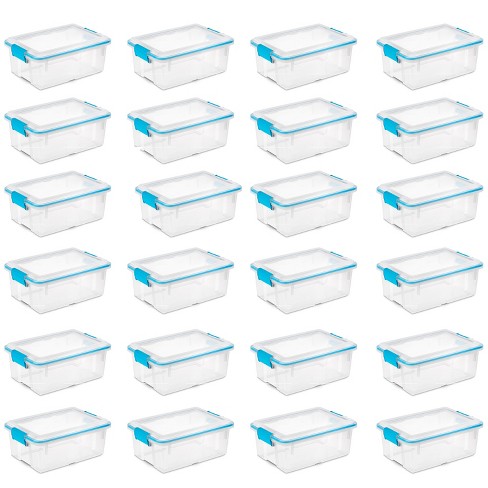 Sterilite Set of (4) 12 Qt. Storage Boxes Plastic, Titanium 