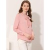 INSPIRE CHIC Women's Tie Neck Contrast Color Button Down Long Sleeves Shirt - 3 of 4