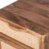 The Urban Port 23" Nightstand Woven Rattan Cabinet Door and Drawer Handcrafted Natural Brown Mango Wood Brown - 4 of 4