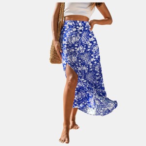 Women's Flowy Side Slit Floral Beach Maxi Skirt-Cupshe - 1 of 4