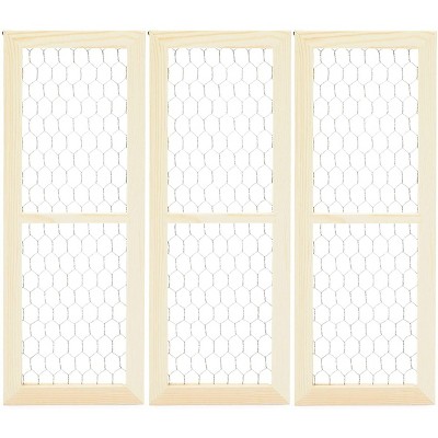 Bright Creations Set of 3 Chicken Wire Wooden Window Pane Frame, Farmhouse Home Wall Decor, 6 x 16 in.