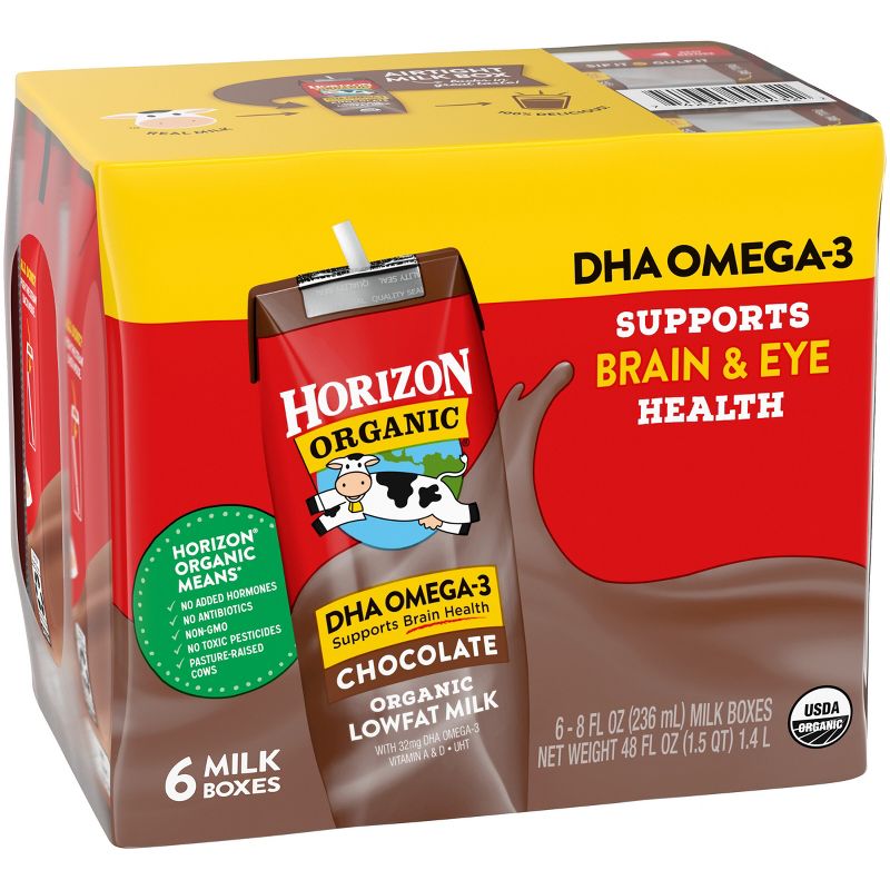 Horizon Organic 1% Chocolate Milk DHA Added - 6pk/8 fl oz Boxes, 4 of 15