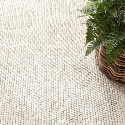 Ivory Handwoven Wool and Viscose Rectangular Rug, 3' x 5'
