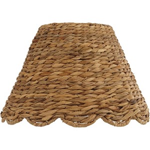 Springcrest 7" Top x 15" Bottom x 9.5" High x 9.5" Slant Lamp Shade Replacement Medium Brown Natural Water Grass Scalloped Bottom Spider Harp Finial - 1 of 4
