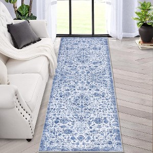 Vintage Medallion Area Rug Washable Rug Non-Slip Foldable Throw Carpet Oriental Floral Print Floor Cover - 1 of 4
